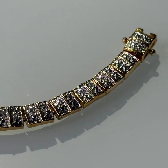 Gold plated 925 Silver Tennis Bracelet - Picture 8 of 9